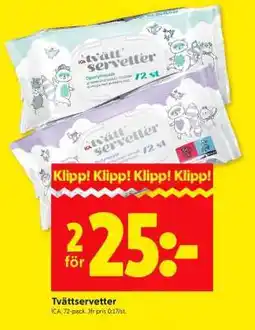 ICA Supermarket Tvättservetter erbjuda