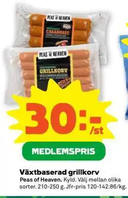 Stora Coop Växtbaserad grillkorv erbjuda