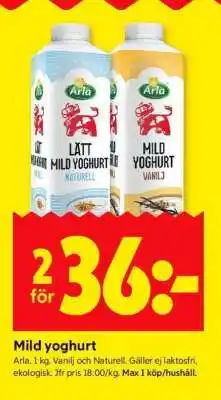 ICA Supermarket MILD YOGHURT erbjuda
