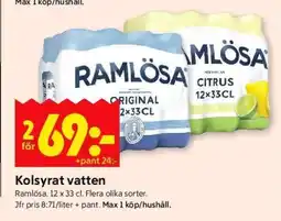 ICA Supermarket Ramlösa Kolsyrat Vatten erbjuda