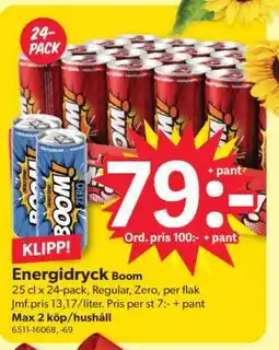 DollarStore Energidryck Boom erbjuda