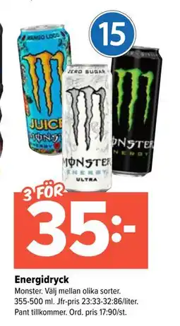 Coop Extra Energidryck, SEK 35 erbjuda