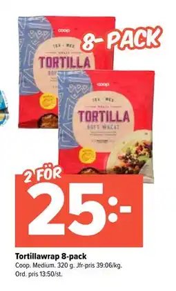 Coop Extra Tortillawrap 8-pack, SEK 25 erbjuda