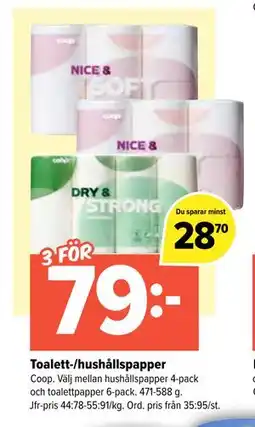 Coop Extra Toalett-/hushållspapper, SEK 79 erbjuda