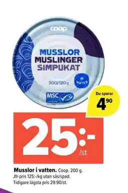 Coop Extra Musslor i vatten., SEK 25 erbjuda