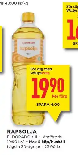 Willys RAPSOLJA, Medlemspris erbjuda