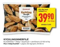 Willys KYCKLINGINNERFILÉ, Medlemspris erbjuda