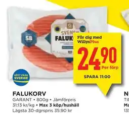 Willys FALUKORV, Medlemspris erbjuda