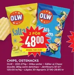 Willys CHIPS, OSTSNACKS, SEK 48 erbjuda