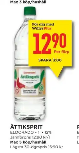 Willys ÄTTIKSPRIT, Medlemspris erbjuda