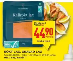 Willys Hemma RÖKT LAX, GRAVAD LAX, Medlemspris erbjuda