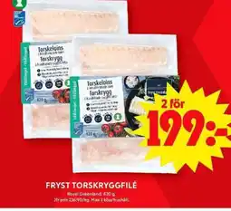 ICA Maxi Fryst torskryggfilé erbjuda