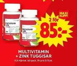 ICA Maxi ICA Multivitamin + zink tuggisar erbjuda