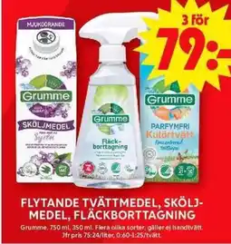 ICA Maxi GRUMME Flytande tvättmedel, skölj- medel, fläckborttagning erbjuda