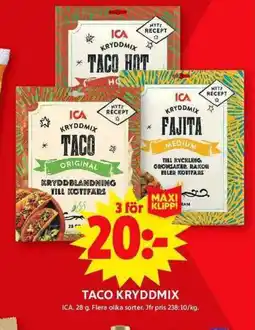 ICA Maxi ICA Taco kryddmix erbjuda