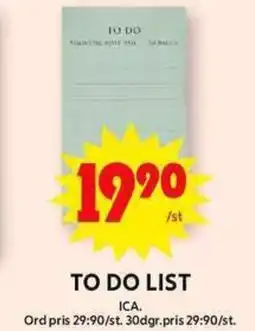 ICA Maxi TO DO LIST erbjuda