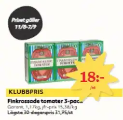 Hemköp Finkrossade tomater 3-pac.. erbjuda