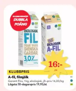 Hemköp A-fil, filmjölk erbjuda