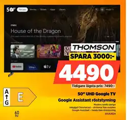 Power THOMSON 50" UHD Google TV Google Assistant röststyrning erbjuda