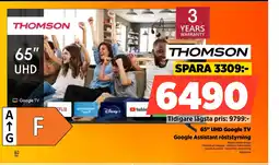Power THOMSON 65" UHD Google TV Google Assistant röststyrning erbjuda