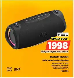 Power FEEL Bluetooth-högtalare 80 W batteri med 4 högtalare erbjuda