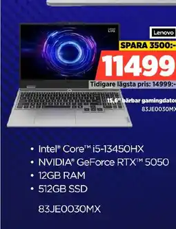 Power Lenovo 15,6" bärbar gamingdator 83JE0030MX erbjuda