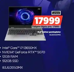 Power Lenovo 15,6" bärbar gamingdator 83JE0031MX erbjuda