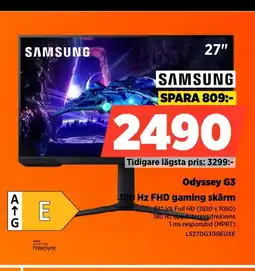 Power SAMSUNG Odyssey G3 180 Hz FHD gaming skärm erbjuda