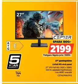 Power CEPTER 27" gamingskärm Livfull IPS-nivå panel erbjuda