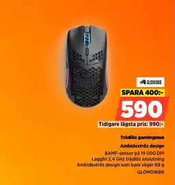 Power Trådlös gamingmus Ambidextrös design erbjuda