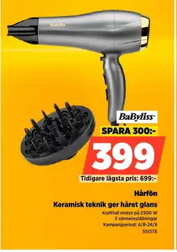 Power BaByliss Hårfön erbjuda