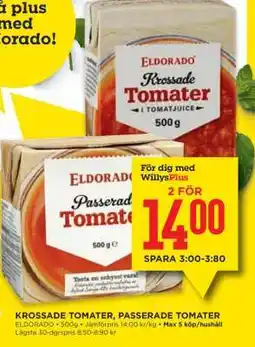 Willys Krossade Tomater, Passerade Tomater erbjuda