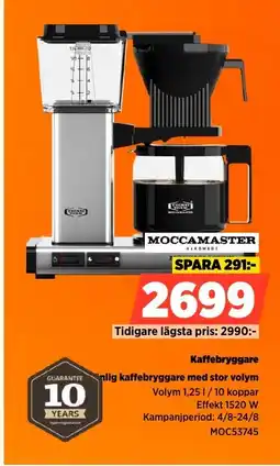 Power MOCCAMASTER Kaffebryggare erbjuda