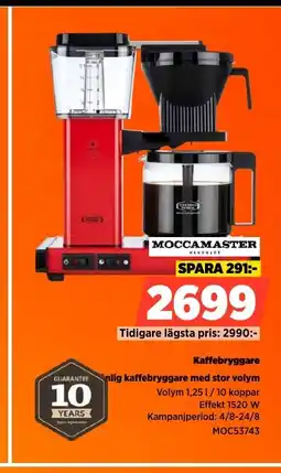 Power MOCCAMASTER Kaffebryggare erbjuda
