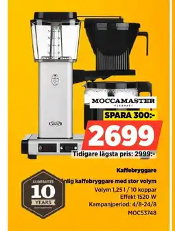 Power MOCCAMASTER Kaffebryggare erbjuda