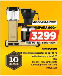 Power MOCCAMASTER Kaffebryggare erbjuda