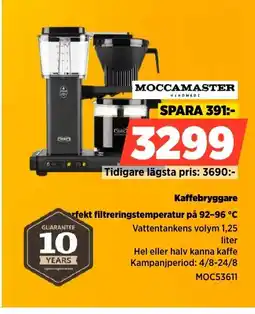 Power MOCCAMASTER Kaffebryggare erbjuda