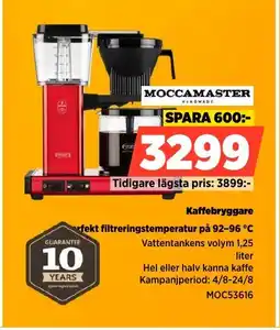 Power MOCCAMASTER Kaffebryggare erbjuda