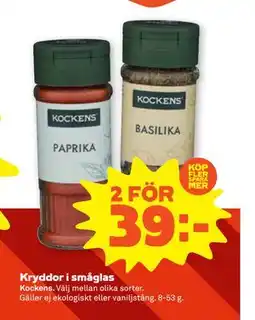 Stora Coop Kryddor i småglas, SEK 39 erbjuda