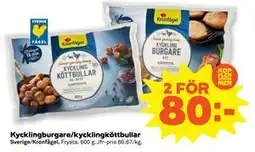 Stora Coop Kycklingburgare/kycklingköttbullar, SEK 80 erbjuda
