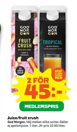 Stora Coop Juice/fruit crush, Medlemspris erbjuda