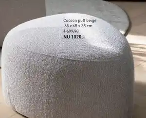 Hemtex Cocoon puff beige 65 x 65 x 38 cm 1 699,90, SEK 1020 erbjuda