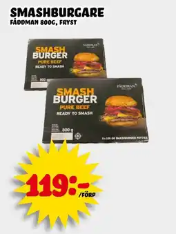 Nelins FÅDDMAN Smashburgare erbjuda