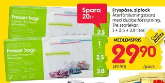 Rusta Fryspåse, ziplock erbjuda