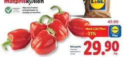 Lidl Röd paprika, Pris i appen erbjuda