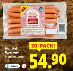 Lidl Matriket Varmkorv, SEK 54.9 erbjuda