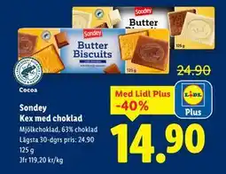 Lidl Sondey Kex med choklad, Pris i appen erbjuda