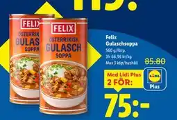 Lidl Felix Gulaschsoppa, Pris i appen erbjuda