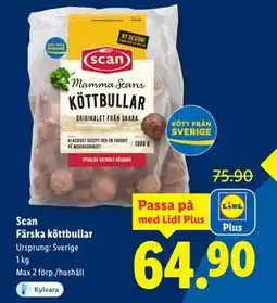 Lidl Scan Färska köttbullar, Pris i appen erbjuda