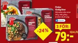 Lidl Findus Färdigrätter, SEK 79 erbjuda